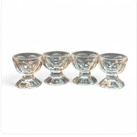 4 antique Open Clear Pedestal Salt cellar egg holder Duncan & Miller, Circa 1905 - Picture 1 of 4